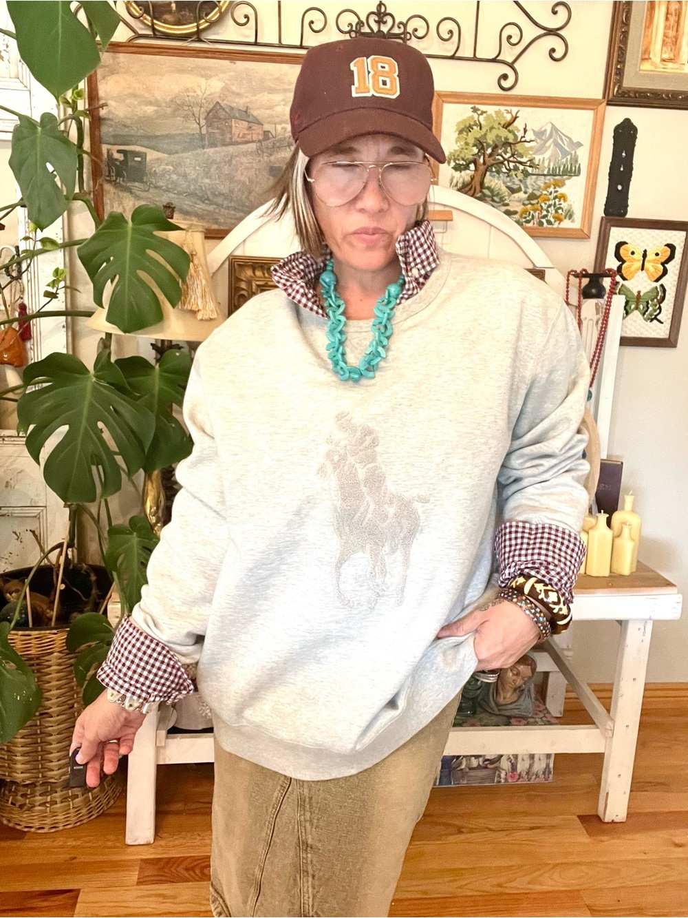 Polo Ralph Lauren Pony Embroidered Double Knit Rugby Grey Sweatshirt Pre Loved - Picture 1 of 9